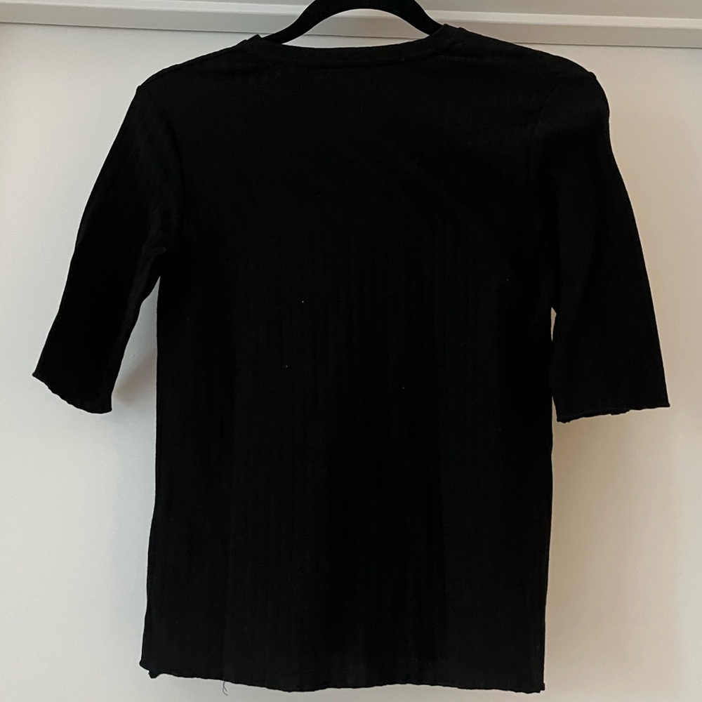 Zara | Ribbed Tee | Black | L